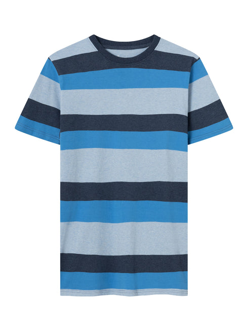 KnowledgeCotton Apparel - Regular block striped t-shirt - GOTS - Campanula